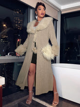 Charger l&#39;image dans la galerie, Love God. Store Plus Size Coats Plus Waterfall Collar Tie Front Fuzzy Detail Coat price
