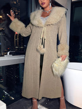 Charger l&#39;image dans la galerie, Love God. Store Plus Size Coats Plus Waterfall Collar Tie Front Fuzzy Detail Coat price
