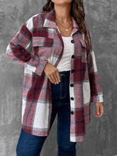 Charger l&#39;image dans la galerie, Love God. Store Plus Size Coats Purple / 0XL Plus Plaid Flap Pocket Drop Shoulder Coat price
