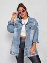 Charger l&#39;image dans la galerie, Love God. Store Plus Size Denim Jackets Plus Flap Pocket Ripped Washed Denim Jacket price
