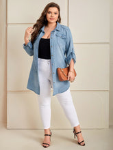 Charger l&#39;image dans la galerie, Love God. Store Plus Size Denim Tops Plus Pocket Front Button Front Denim Top price
