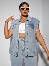 Load image into Gallery viewer, Love God. Store Plus Size Denim Two-piece Outfits SXY Plus Button Front Denim Jacket Jeans price
