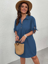 Charger l&#39;image dans la galerie, Love God. Store Plus Size Dresses Dusty Blue / 0XL Plus Knot Cuff Quarter Button Shirt Dress price
