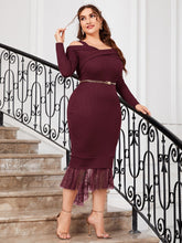 Charger l&#39;image dans la galerie, Love God. Store Plus Size Dresses Plus Cold Shoulder Lace Hem Bodycon Dress Without Belt price
