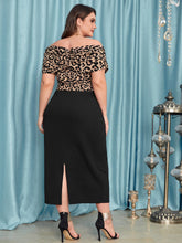 Charger l&#39;image dans la galerie, Love God. Store Plus Size Dresses Plus Ruched Detail Belted Leopard Combo Dress price
