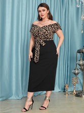 Charger l&#39;image dans la galerie, Love God. Store Plus Size Dresses Plus Ruched Detail Belted Leopard Combo Dress price
