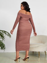 Charger l&#39;image dans la galerie, Love God. Store Plus Size Dresses SXY Plus Off Shoulder Ruched Mesh Bodycon Dress price
