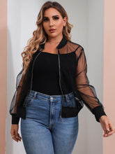 Charger l&#39;image dans la galerie, Love God. Store Plus Size Jackets Plus Solid Zip Up Mesh Bomber Jacket price
