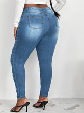 Load image into Gallery viewer, Love God. Store Plus Size Jeans Plus Bleach Wash Ripped Frayed Skinny Jeans price
