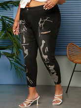 Load image into Gallery viewer, Love God. Store Plus Size Jeans Plus Graphic Print Ripped Raw Cut Skinny Jeans (Go By Size Chart Only) Not What&#39;s My Size) price
