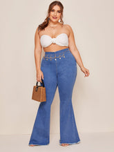 Lade das Bild in den Galerie-Viewer, Love God. Store Plus Size Jeans Plus Raw Hem Flare Leg Jeans Without Chain price
