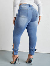 Cargar imagen en el visor de la galería, Love God. Store Plus Size Jeans SXY Plus Curvy High Waist Buckle Strap Hem Skinny Jeans price
