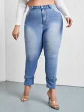 Cargar imagen en el visor de la galería, Love God. Store Plus Size Jeans SXY Plus Curvy High Waist Buckle Strap Hem Skinny Jeans price
