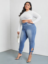 Cargar imagen en el visor de la galería, Love God. Store Plus Size Jeans SXY Plus Curvy High Waist Buckle Strap Hem Skinny Jeans price
