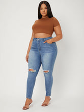 Load image into Gallery viewer, Love God. Store Plus Size Jeans SXY Plus High Waist Ripped Frayed Skinny Jeans price
