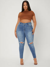 Load image into Gallery viewer, Love God. Store Plus Size Jeans SXY Plus High Waist Ripped Frayed Skinny Jeans price
