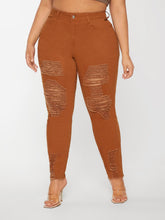 Load image into Gallery viewer, Love God. Store Plus Size Jeans SXY Plus High Waist Ripped Raw Cut Skinny Jeans price
