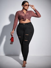 Load image into Gallery viewer, Love God. Store Plus Size Jeans SXY Plus High Waist Ripped Skinny Jeans price
