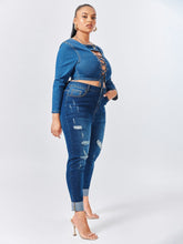 Lade das Bild in den Galerie-Viewer, Love God. Store Plus Size Jeans SXY Plus Slant Pocket Ripped Skinny Jeans price
