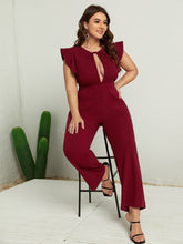 Charger l&#39;image dans la galerie, Love God. Store Plus Size Jumpsuits Burgundy / 0XL Plus Cut Out Tie Neck Cap Sleeve Jumpsuit price
