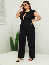 Charger l&#39;image dans la galerie, Love God. Store Plus Size Jumpsuits Plus Cut Out Tie Neck Cap Sleeve Jumpsuit price
