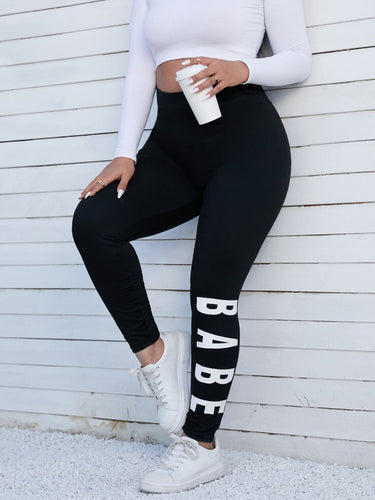 Love God. Store Plus Size Leggings Black / 0XL Large Letter Graphic Leggings price