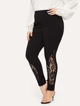 Load image into Gallery viewer, Love God. Store Plus Size Leggings Large Elastic Waist Lace Insert Pants price
