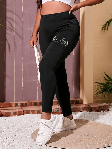 Love God. Store Plus Size Leggings Large Letter Graphic High Waist Leggings price