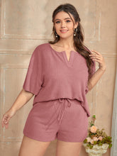 Charger l&#39;image dans la galerie, Love God. Store Plus Size Pajama Sets Plus Notch Neck Drop Shoulder Waffle Knit PJ Set price
