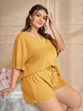 Charger l&#39;image dans la galerie, Love God. Store Plus Size Pajama Sets Yellow / 0XL Plus Notch Neck Drop Shoulder Waffle Knit PJ Set price
