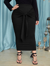 Charger l&#39;image dans la galerie, Love God. Store Plus Size Skirts Black / 0XL Large Tie Front Pencil Skirt price
