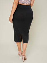 Charger l&#39;image dans la galerie, Love God. Store Plus Size Skirts Large BASICS Solid Split Hem Pencil Skirt price
