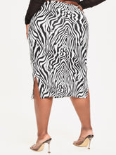 Charger l&#39;image dans la galerie, Love God. Store Plus Size Skirts Large SXY Zebra Striped Split Hem Skirt price
