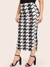 Charger l&#39;image dans la galerie, Love God. Store Plus Size Skirts Plus Split Side Houndstooth Bodycon Skirt price
