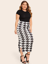 Charger l&#39;image dans la galerie, Love God. Store Plus Size Skirts Plus Split Side Houndstooth Bodycon Skirt price
