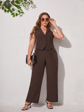 Charger l&#39;image dans la galerie, Love God. Store Plus Size Suit Sets Chocolate Brown / 0XL Large Vest Blazer Wide Leg Pants Suit Set price
