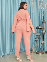 Charger l&#39;image dans la galerie, Love God. Store Plus Size Suit Sets Plus Split Sleeve Belted Blazer Pants Suit Set price
