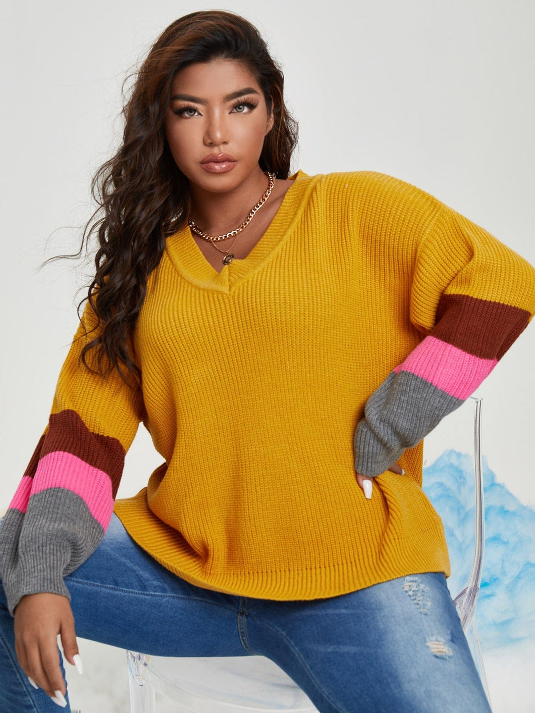 Love God. Store Plus Size Sweaters Plus Striped Drop Shoulder Sweater price