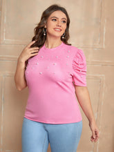 Charger l&#39;image dans la galerie, Love God. Store Plus Size T-shirts Plus Pearl Beaded Top price
