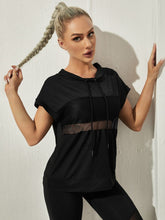 Charger l&#39;image dans la galerie, Love God. Store Women Active Tops Contrast Mesh Drawstring Sports Tee price
