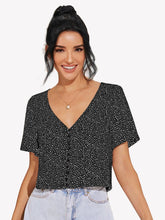 Charger l&#39;image dans la galerie, Love God. Store Women Blouses Black / S Speckled Print Button Loop Top price
