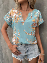 Charger l&#39;image dans la galerie, Love God. Store Women Blouses Blue / S Floral Print Notched Neck Dolman Sleeve Blouse price
