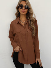 Charger l&#39;image dans la galerie, Love God. Store Women Blouses Brown / S Flap Pocket Button Front Shirt price
