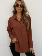 Charger l&#39;image dans la galerie, Love God. Store Women Blouses Coffee Brown / S Flap Pocket Button Front Shirt price
