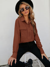 Charger l&#39;image dans la galerie, Love God. Store Women Blouses Flap Pocket Button Front Shirt price
