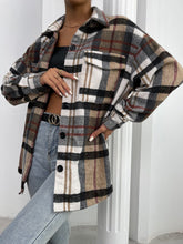 Charger l&#39;image dans la galerie, Love God. Store Women Blouses Flap Pocket Drop Shoulder Plaid Shirt price
