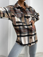 Charger l&#39;image dans la galerie, Love God. Store Women Blouses Flap Pocket Drop Shoulder Plaid Shirt price
