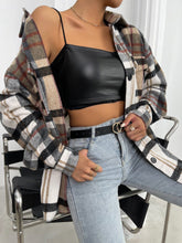 Charger l&#39;image dans la galerie, Love God. Store Women Blouses Flap Pocket Drop Shoulder Plaid Shirt price
