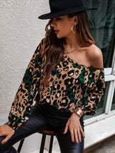 Charger l&#39;image dans la galerie, Love God. Store Women Blouses Leopard Print Asymmetrical Neck Drop Shoulder Blouse price
