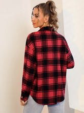 Charger l&#39;image dans la galerie, Love God. Store Women Blouses Plaid Drop Shoulder Shirt price
